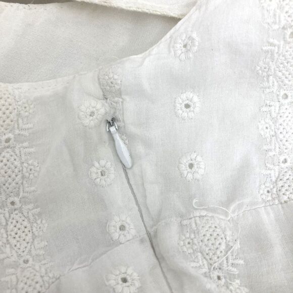 Free People Eyelet Flounce Dress XS White Crochet Tiered Boho Mini - Picture 9 of 16